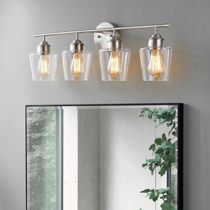 Applique de salle de bain KAWOTI à 4 lampes en métal à intensité variable avec abat-jour en verre