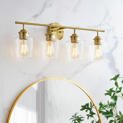 Applique de salle de bain KAWOTI à 4 lampes en métal à intensité variable avec abat-jour en verre