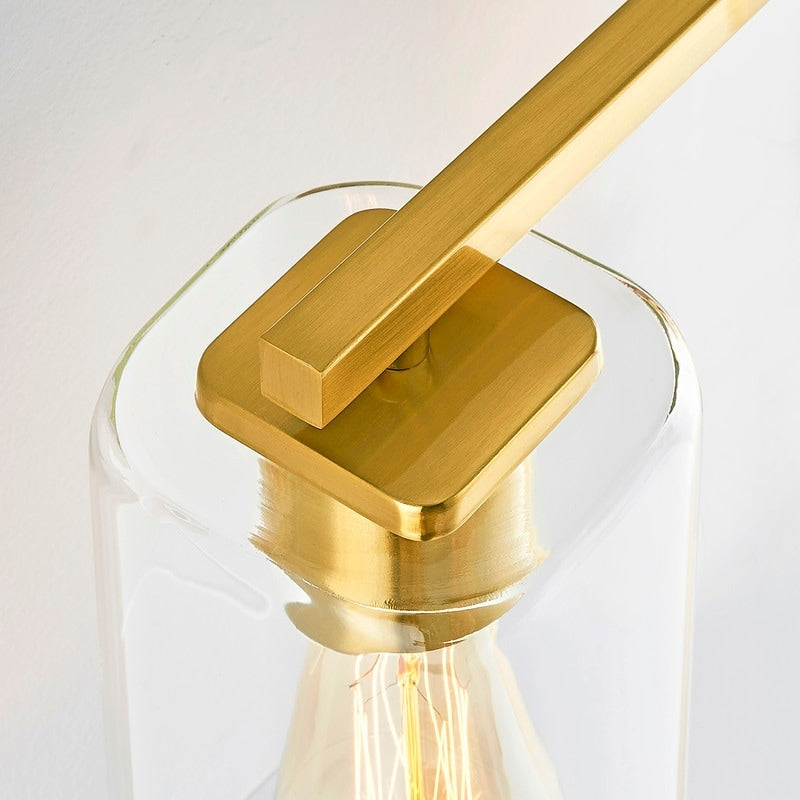 Applique de salle de bain moderne KAWOTI 29 pouces à 4 lumières avec abat-jour en verre transparent