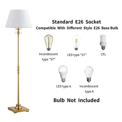 Lampadaire KAWOTI 60,5'' à 2 lumières avec abat-jour en tissu Empire