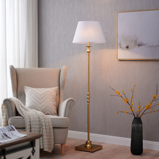 Lampadaire KAWOTI 60,5'' à 2 lumières avec abat-jour en tissu Empire