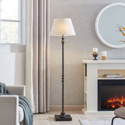 Lampadaire KAWOTI 60,5'' à 2 lumières avec abat-jour en tissu Empire