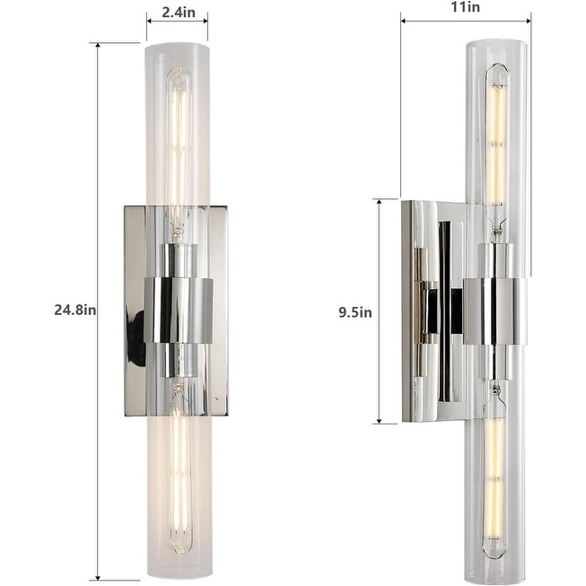 Appliques murales modernes en verre KAYLA, luminaires muraux d'intérieur, éclairage de vanité avec abat-jour en verre (lot de 2)