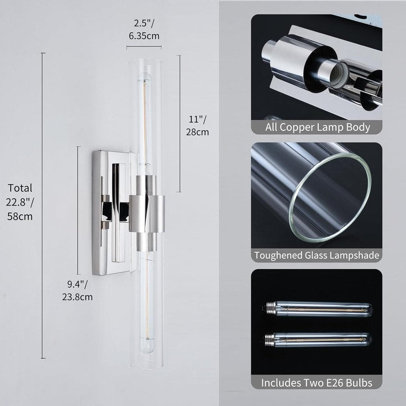 Appliques murales modernes en verre KAYLA, luminaires muraux d'intérieur, éclairage de vanité avec abat-jour en verre (lot de 2)