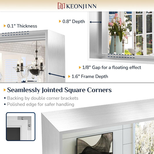 Miroir mural de salle de bain moderne avec cadre en métal KEONJINN