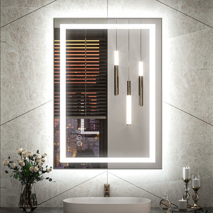 Miroir de salle de bain LED antibuée ultra-lumineux KIOTEE avec rétroéclairage et éclairage frontal Garantie 3 ans