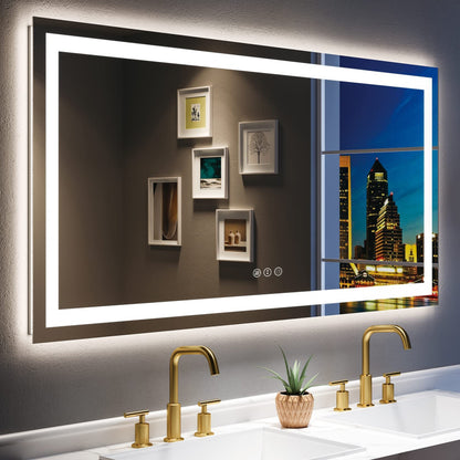 Miroir de salle de bain LED antibuée ultra-lumineux KIOTEE avec rétroéclairage et éclairage frontal Garantie 3 ans