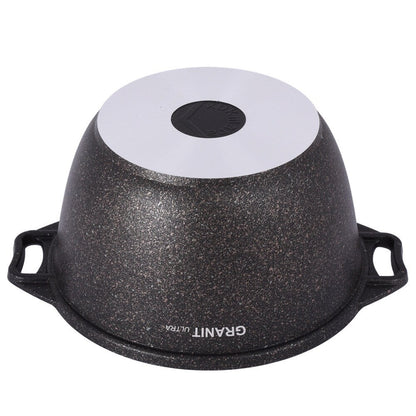 Marmite antiadhésive en aluminium et marbre KUKMARA Granit Ultra avec couvercle en verre