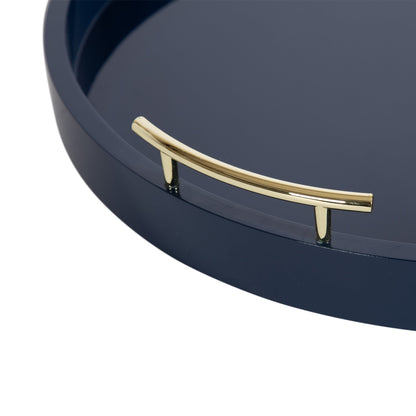 Plateau décoratif rond Kate et Laurel Lipton avec poignées en métal