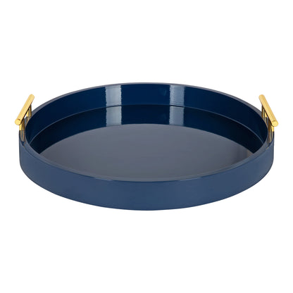 Plateau décoratif rond Kate et Laurel Lipton avec poignées en métal