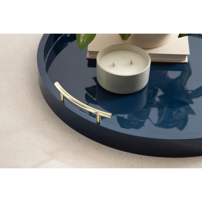 Plateau décoratif rond Kate et Laurel Lipton avec poignées en métal