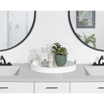 Plateau décoratif rond Kate et Laurel Lipton avec poignées en métal