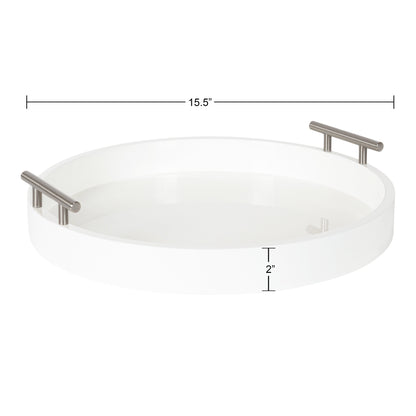 Plateau décoratif rond Kate et Laurel Lipton avec poignées en métal