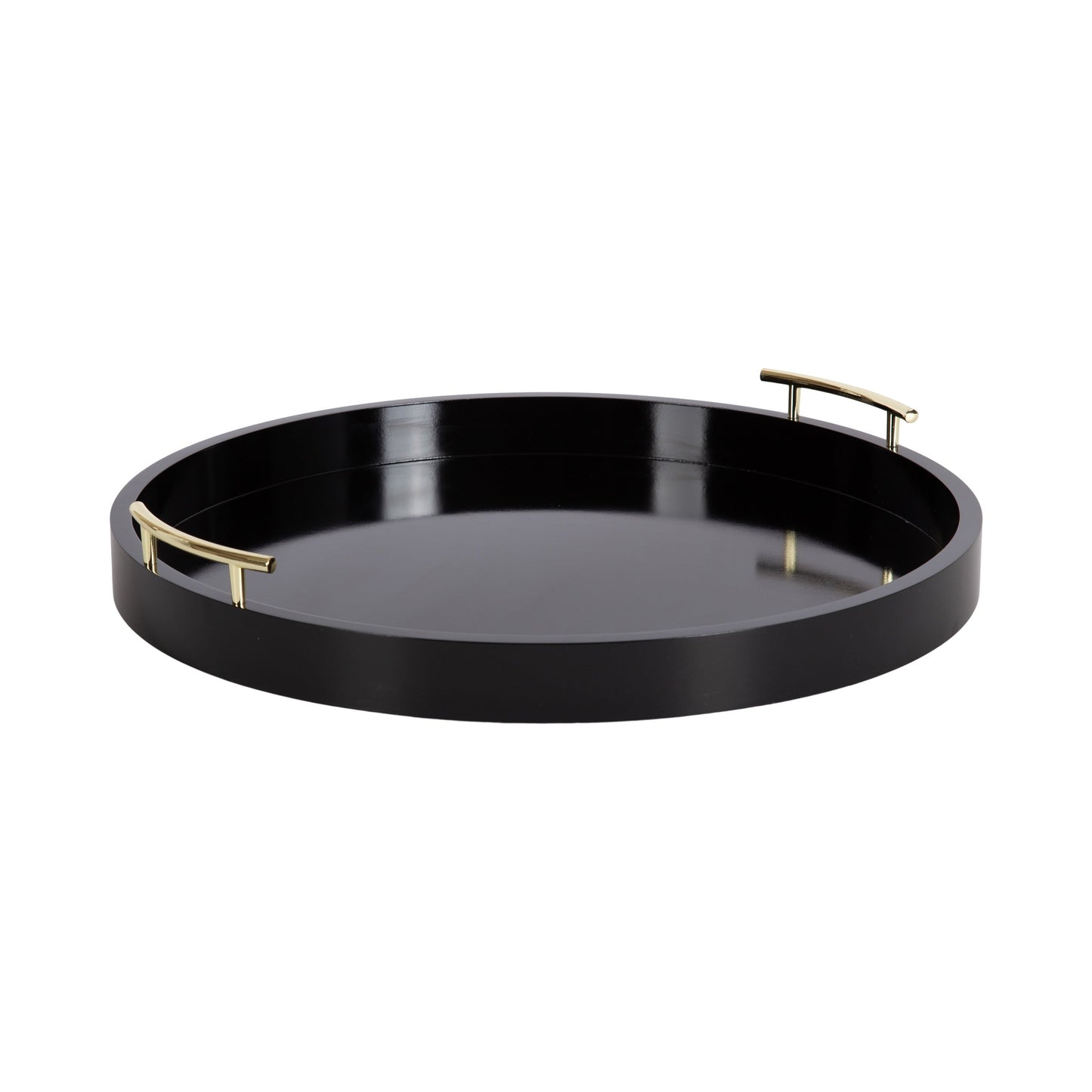 Plateau décoratif rond Kate et Laurel Lipton avec poignées en métal