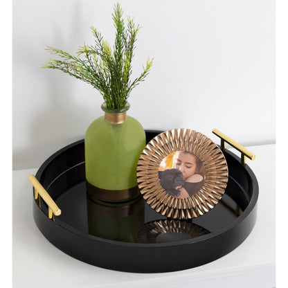 Plateau décoratif rond Kate et Laurel Lipton avec poignées en métal