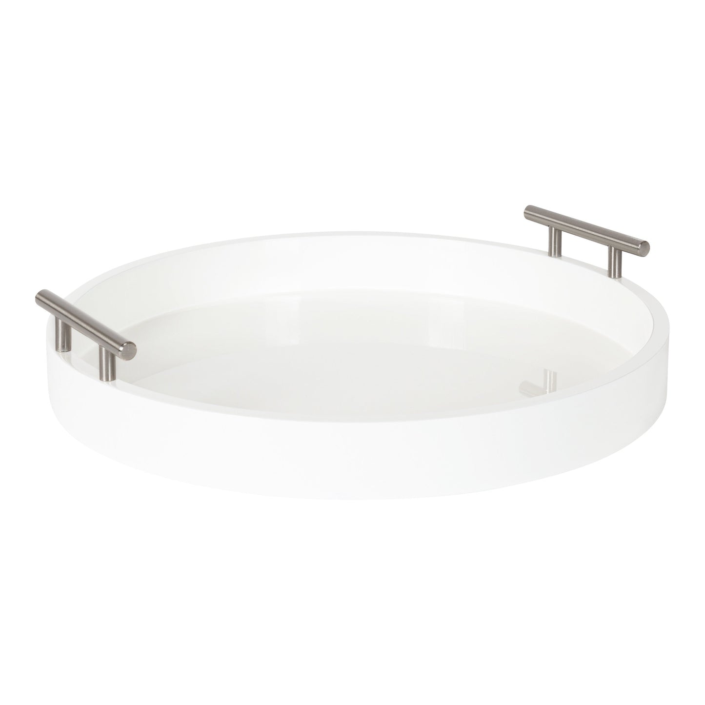 Plateau décoratif rond Kate et Laurel Lipton avec poignées en métal