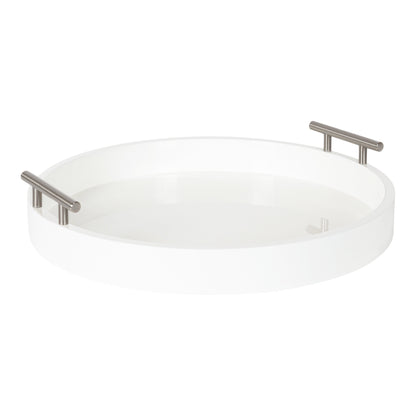 Plateau décoratif rond Kate et Laurel Lipton avec poignées en métal