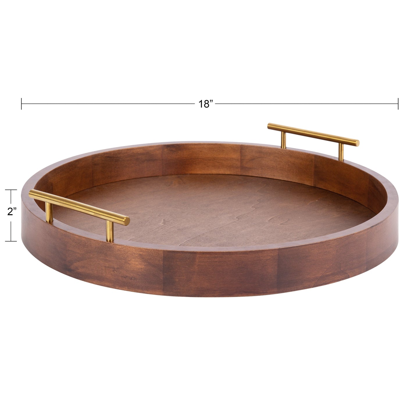 Plateau décoratif rond Kate et Laurel Lipton avec poignées en métal