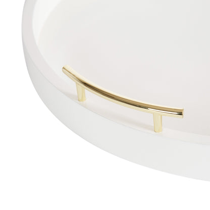 Plateau décoratif rond Kate et Laurel Lipton avec poignées en métal