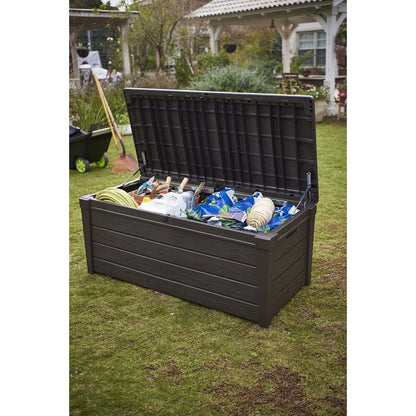 Banc de rangement Keter Brightwood en résine résistante aux intempéries, 120 gal, marron - 40