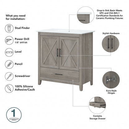 Meuble-lavabo Key West 32 L avec lavabo par Bush Furniture