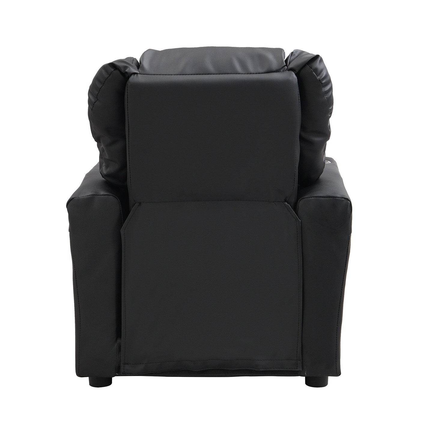 Fauteuil inclinable pour enfant en PVC noir, durable, avec porte-gobelet, design ergonomique, assemblage facile, capacité de 150 lb