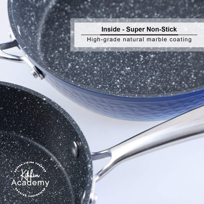 Batterie de cuisine en granit, poêles et casseroles antiadhésives, 12/15/30 pièces