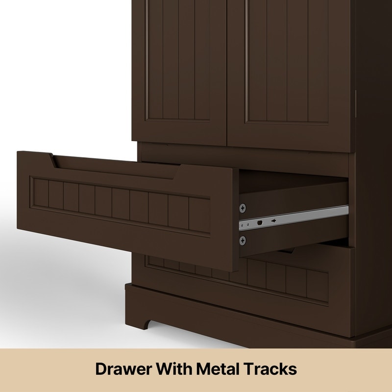 Armoire de rangement de cuisine, armoire de rangement de salle de bain indépendante avec 2 portes et tiroirs