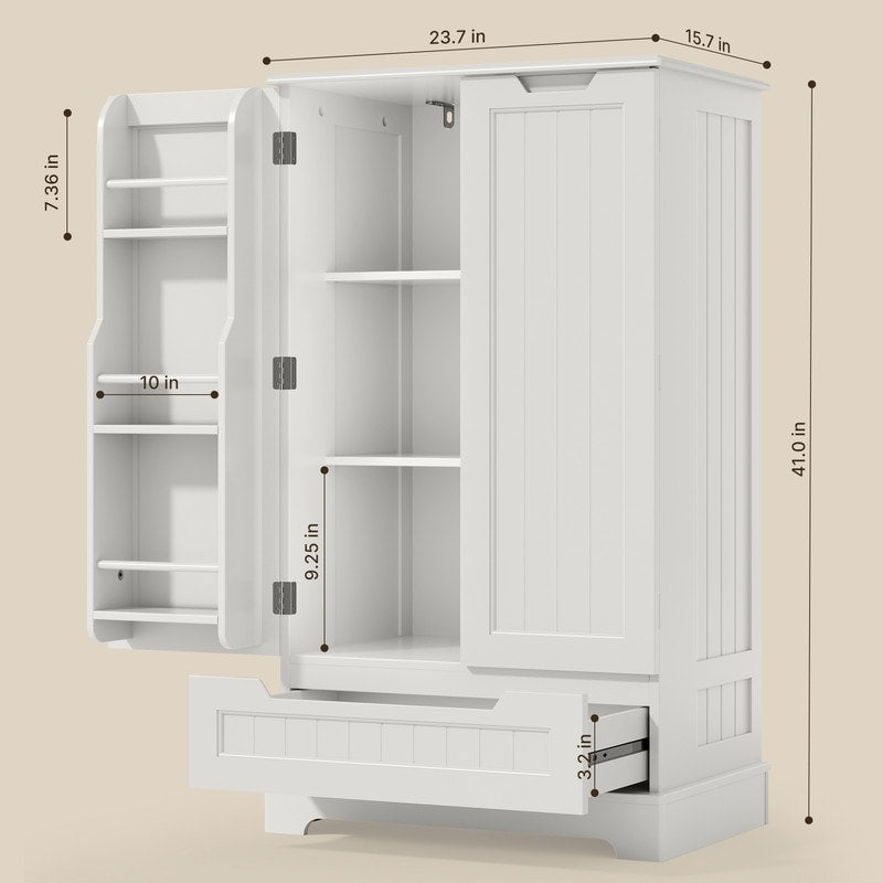 Armoire de rangement de cuisine, armoire de rangement de salle de bain indépendante avec 2 portes et tiroirs