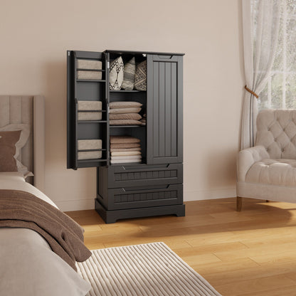 Armoire de rangement de cuisine, armoire de rangement de salle de bain indépendante avec 2 portes et tiroirs