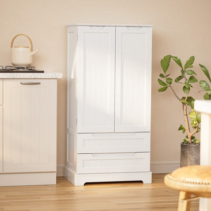 Armoire de rangement de cuisine, armoire de rangement de salle de bain indépendante avec 2 portes et tiroirs