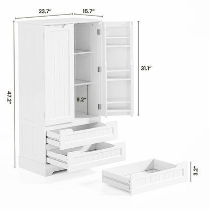 Armoire de rangement de cuisine, armoire de rangement de salle de bain indépendante avec 2 portes et tiroirs