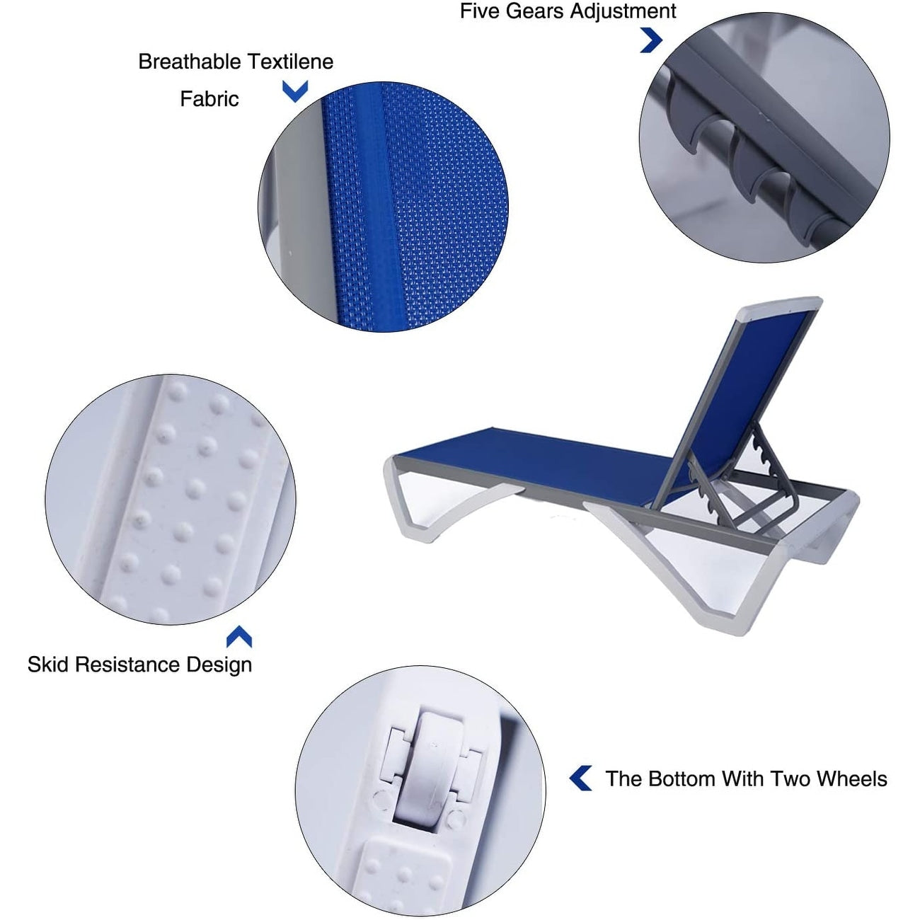 Chaise longue inclinable et réglable Kozyard Alan avec pieds en aluminium et résine polypropylène