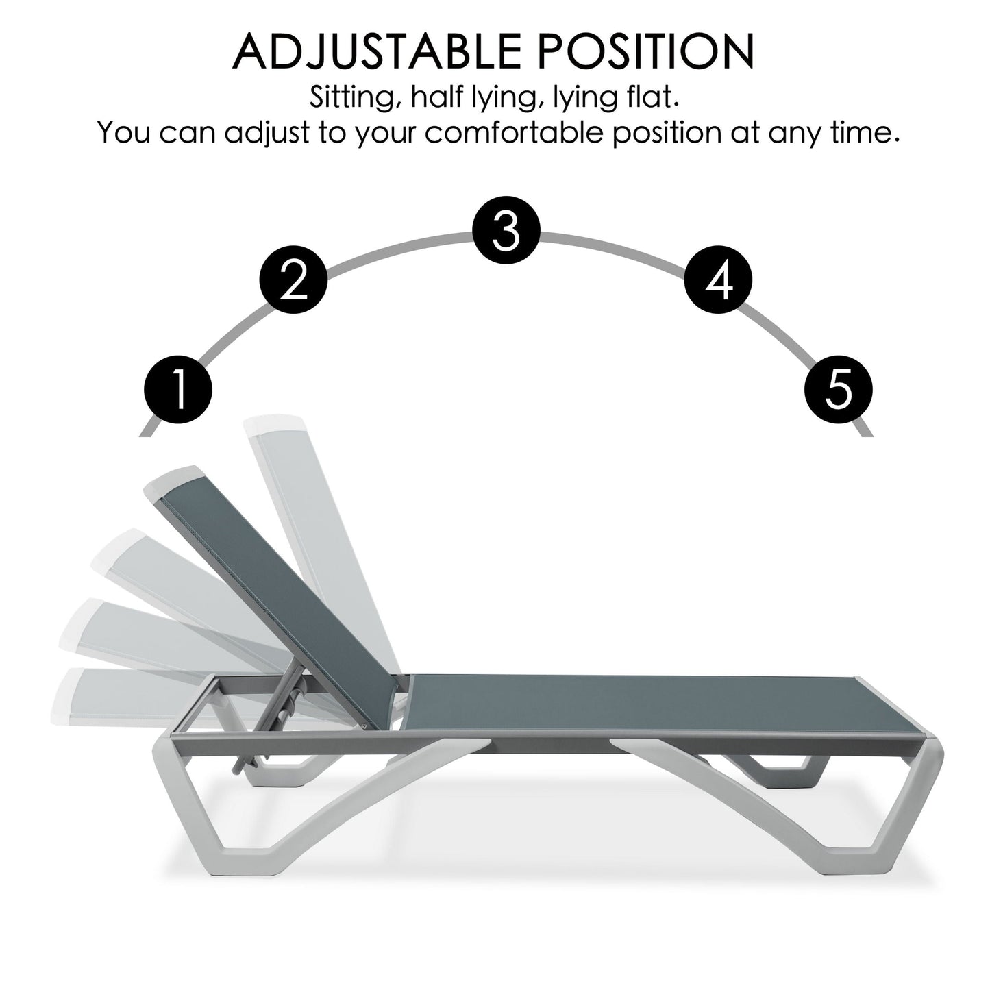 Chaise longue inclinable et réglable Kozyard Alan avec pieds en aluminium et résine polypropylène