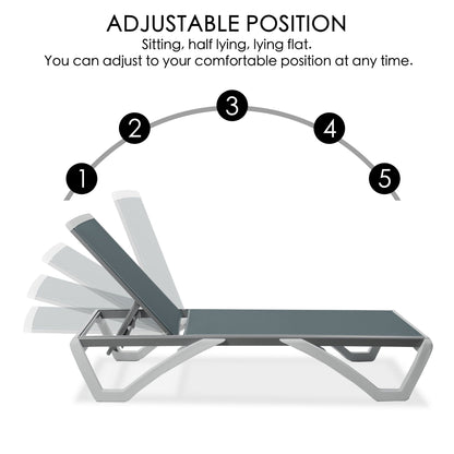 Chaise longue inclinable et réglable Kozyard Alan avec pieds en aluminium et résine polypropylène