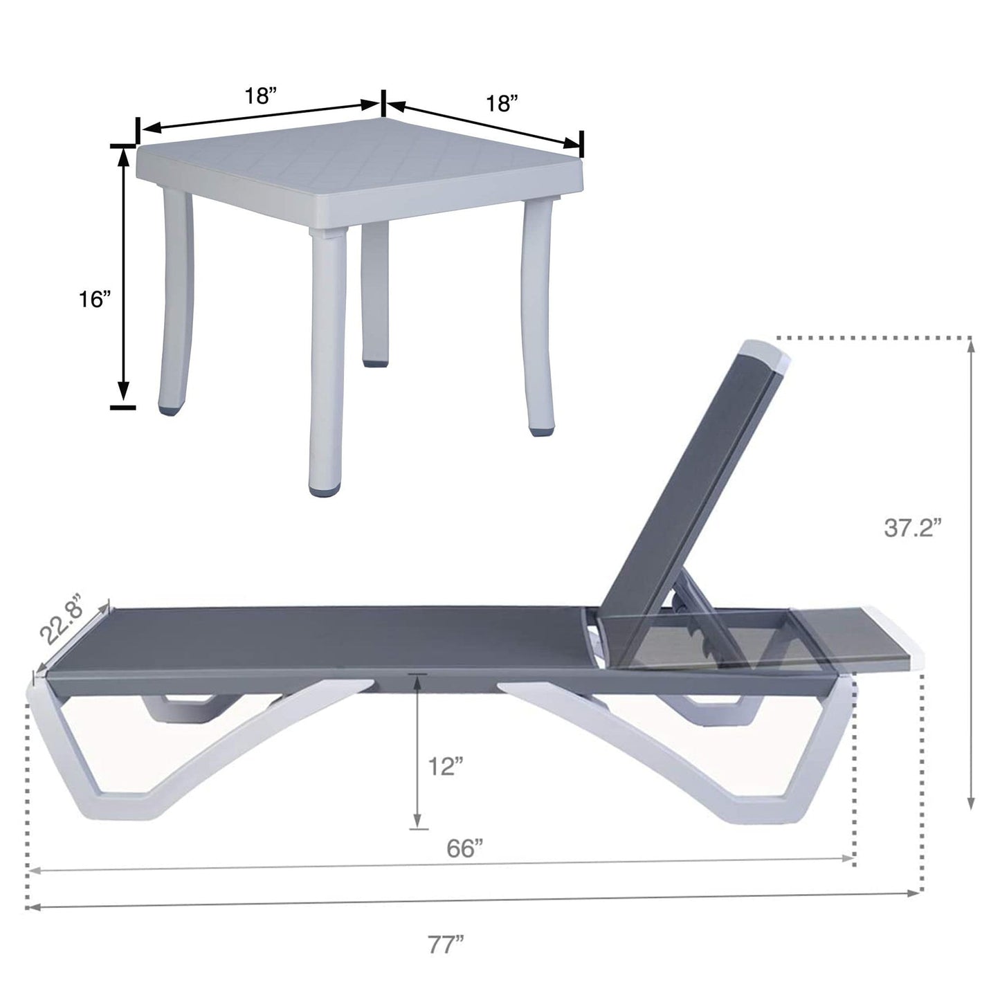 Chaise longue inclinable et réglable Kozyard Alan avec pieds en aluminium et résine polypropylène