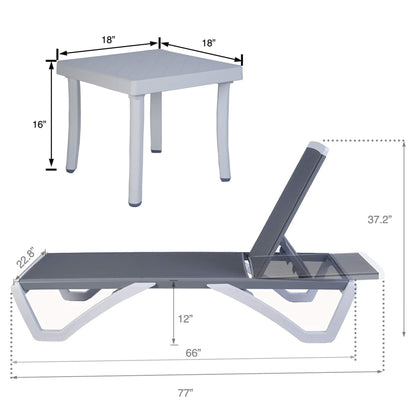 Chaise longue inclinable et réglable Kozyard Alan avec pieds en aluminium et résine polypropylène