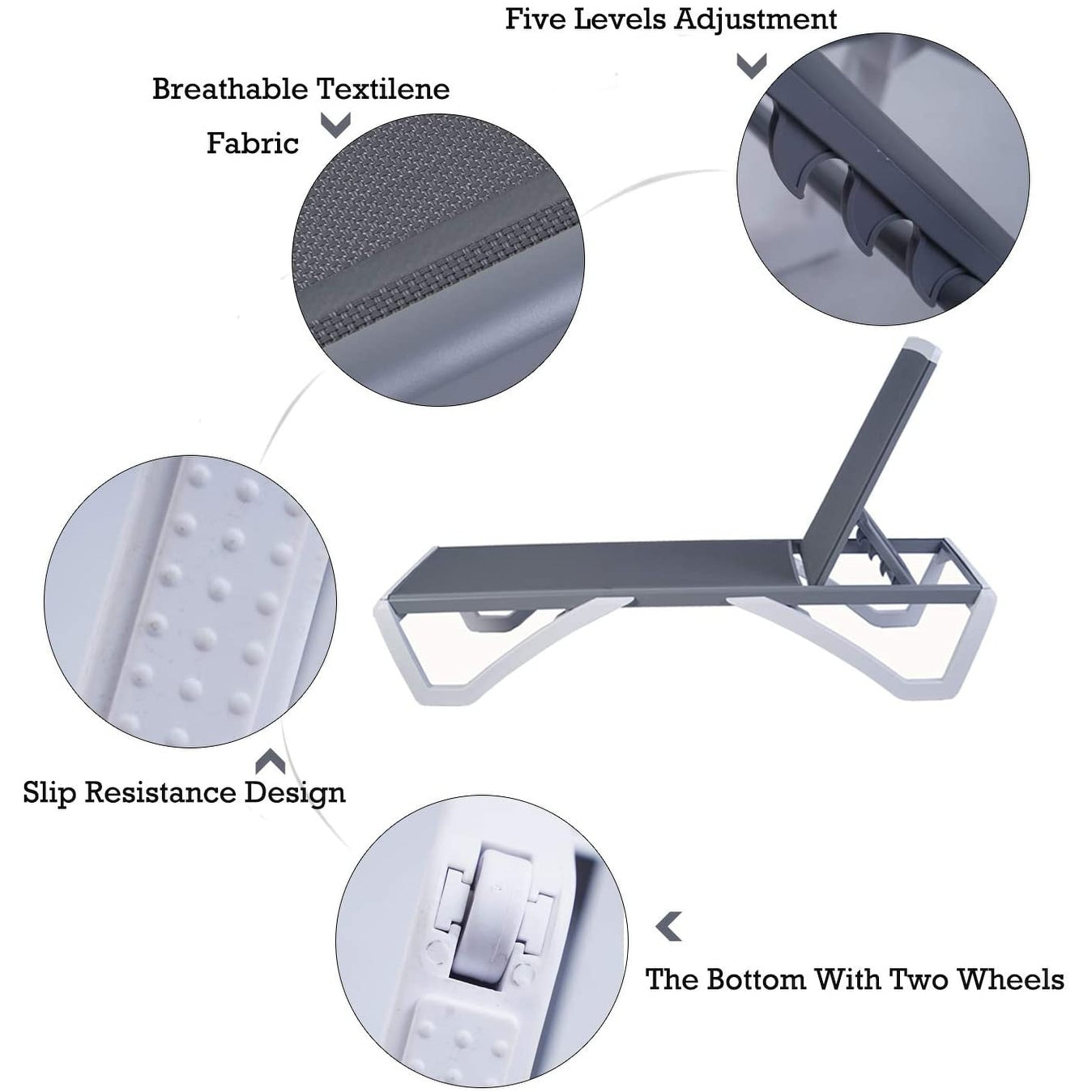 Chaise longue inclinable et réglable Kozyard Alan avec pieds en aluminium et résine polypropylène