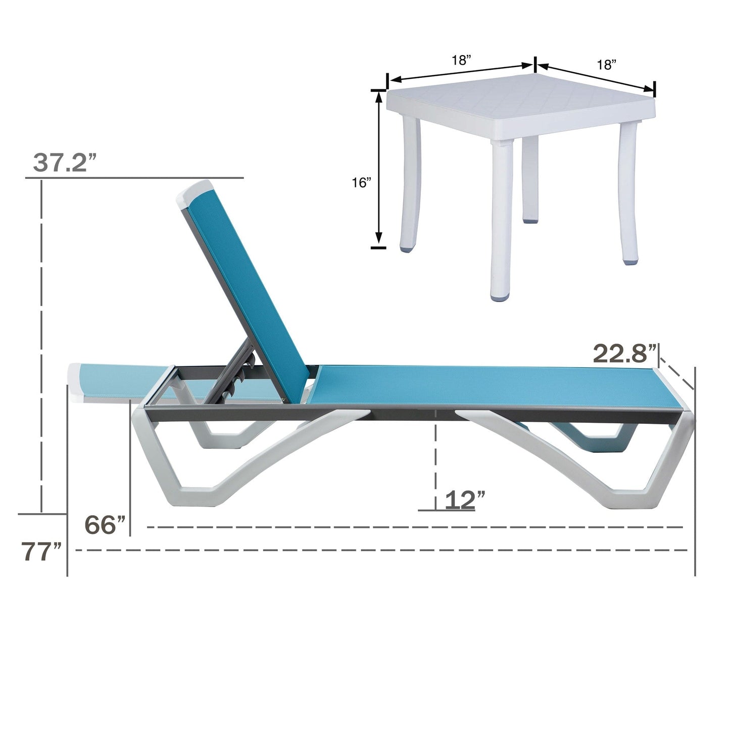 Chaise longue inclinable et réglable Kozyard Alan avec pieds en aluminium et résine polypropylène