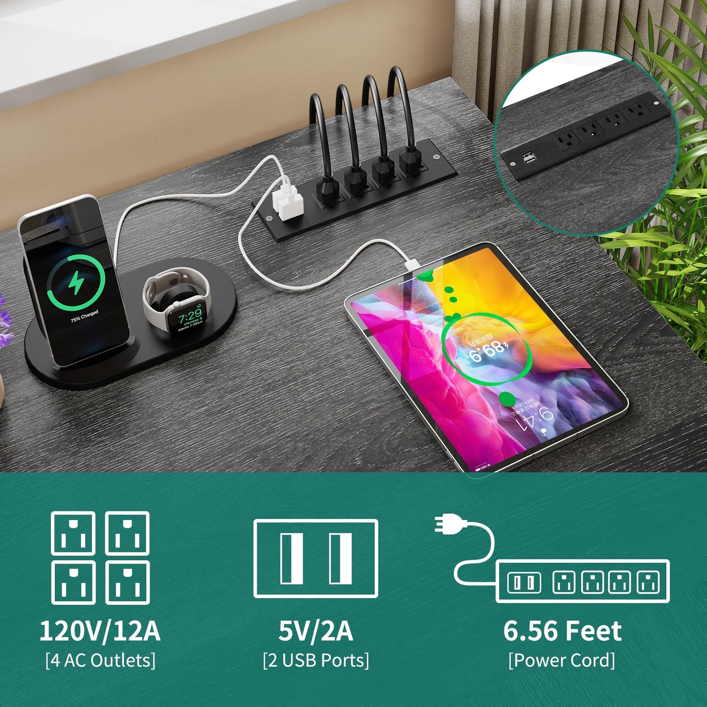 Bureau de jeu en L Moasis de 59 pouces avec support pour écran