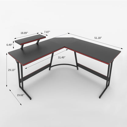 Bureau de jeu en L Homall, bureau d'angle pour ordinateur, bureau d'écriture