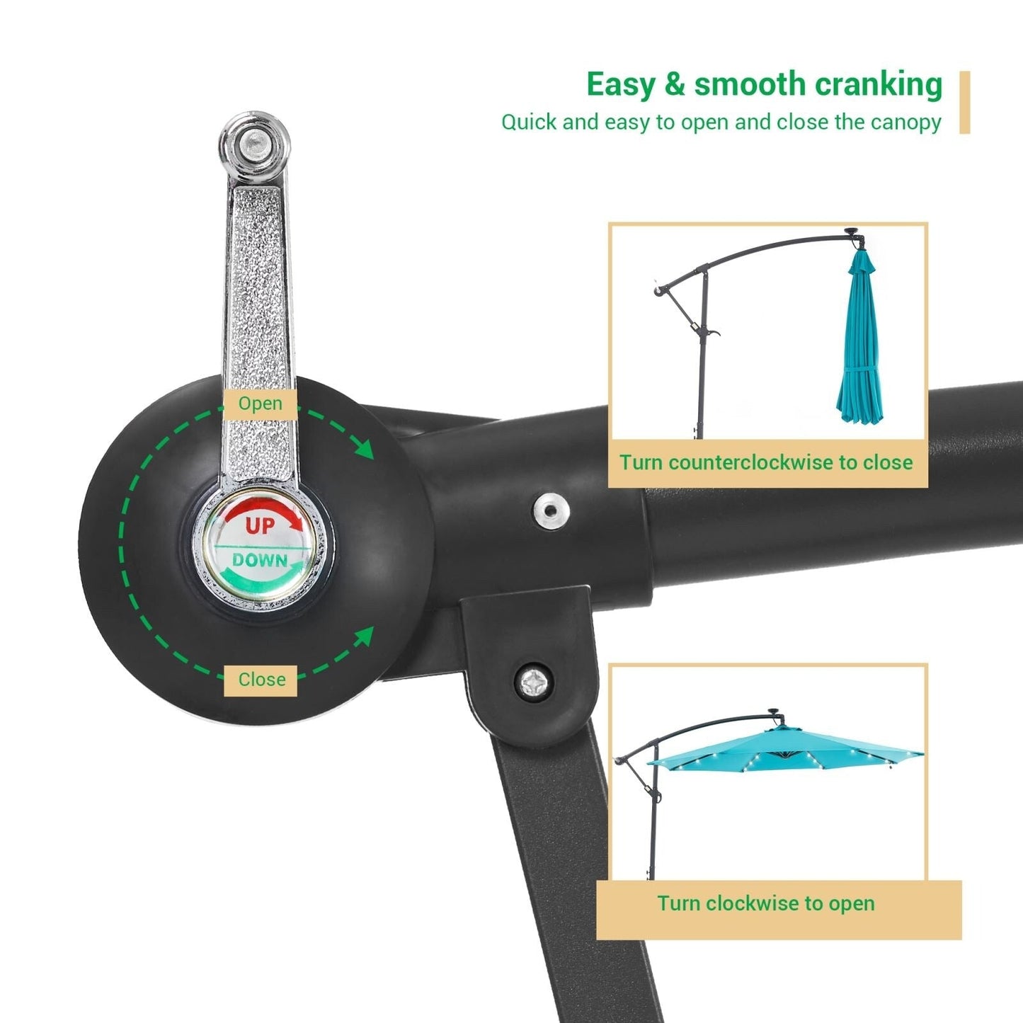 Parasol de terrasse déporté à LED LIVOOSUN de 10 pieds avec base croisée