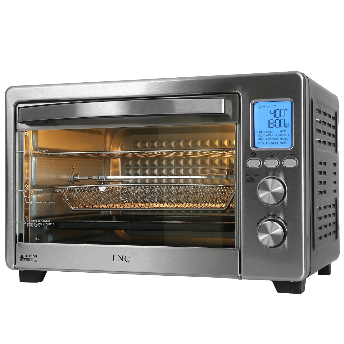 LNC 12-en-1 Grand four grille-pain de comptoir 34 pintes avec convection et friteuse à air - 19,5 L x 15 l x 12,5 H