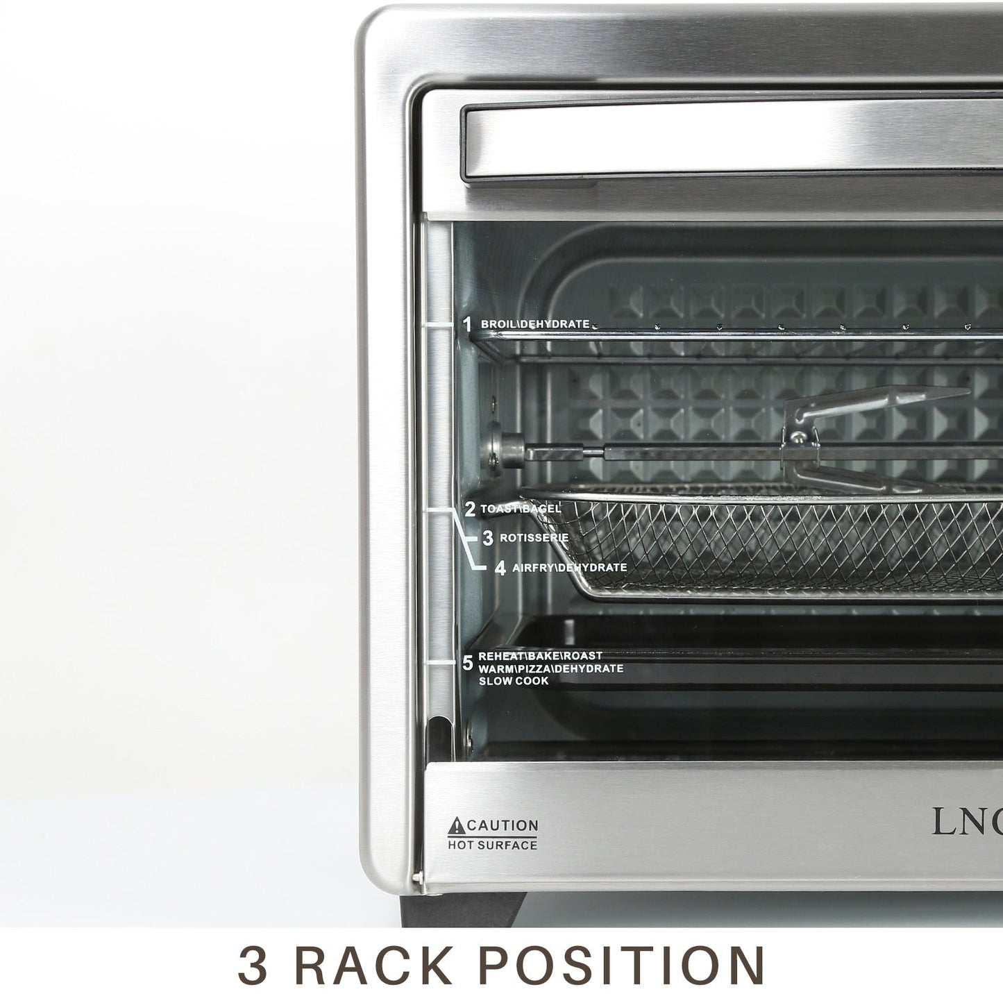 LNC 12-en-1 Grand four grille-pain de comptoir 34 pintes avec convection et friteuse à air - 19,5 L x 15 l x 12,5 H