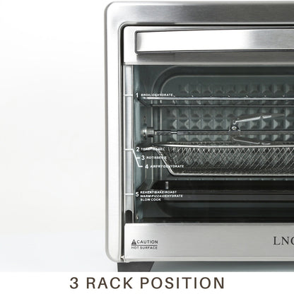 LNC 12-en-1 Grand four grille-pain de comptoir 34 pintes avec convection et friteuse à air - 19,5 L x 15 l x 12,5 H