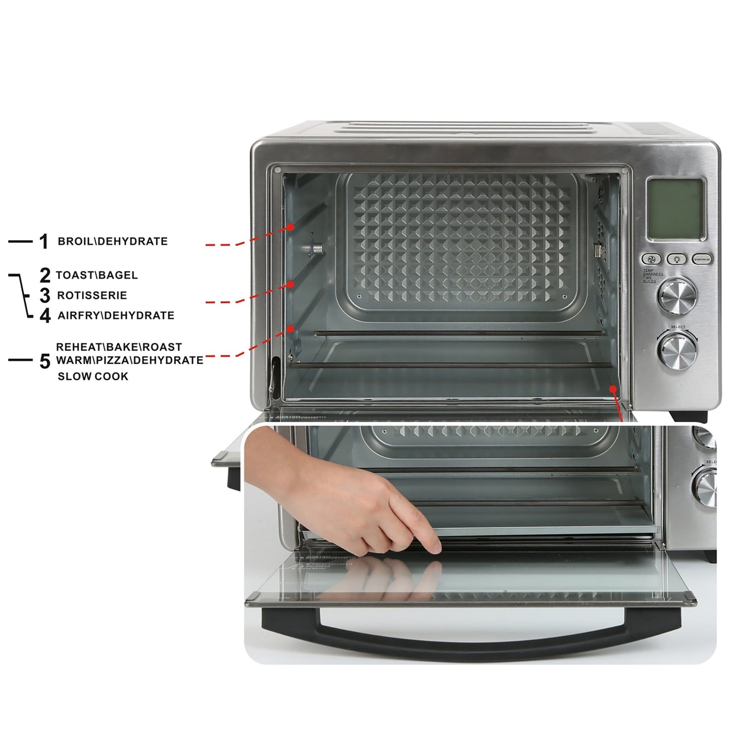 LNC 12-en-1 Grand four grille-pain de comptoir 34 pintes avec convection et friteuse à air - 19,5 L x 15 l x 12,5 H