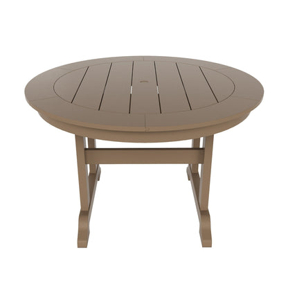 Ensemble de salle à manger d'extérieur Polytrends Laguna en PEHD, toutes saisons, avec table ronde et fauteuils (ensemble de 5 pièces)
