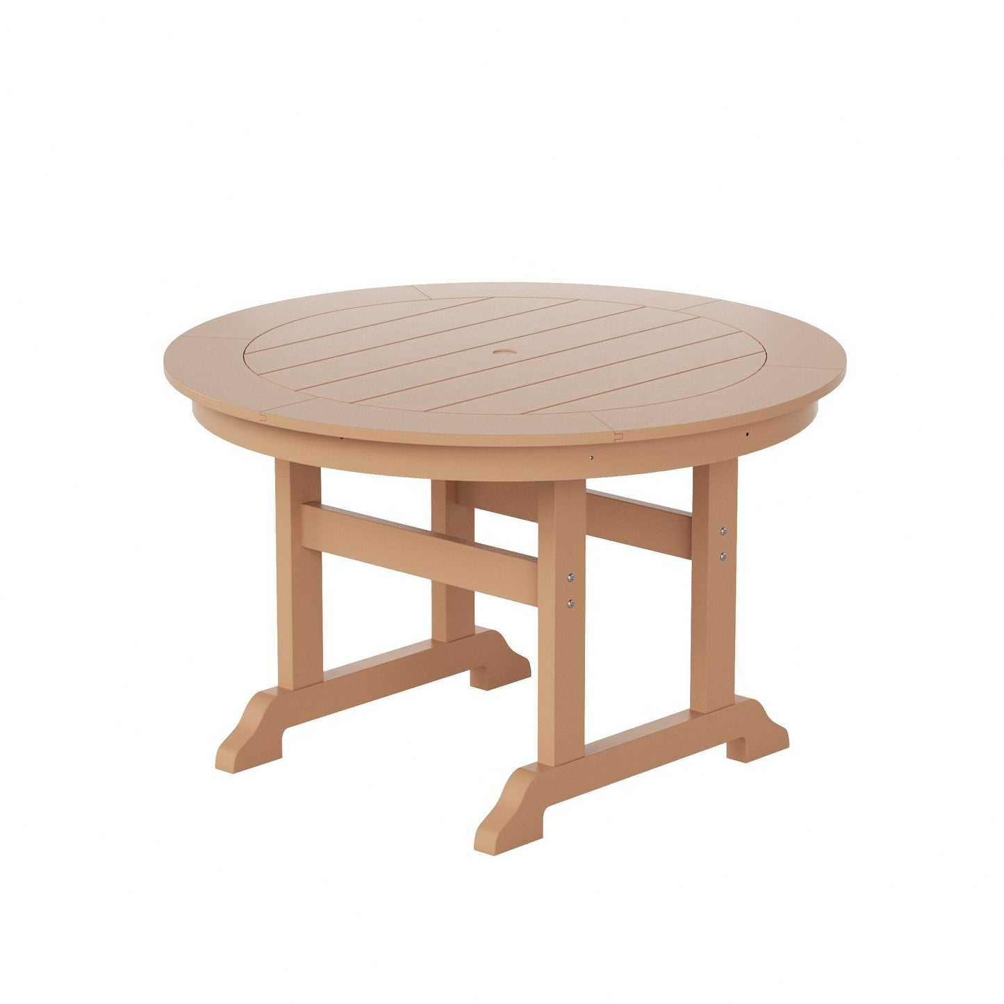 Ensemble de salle à manger d'extérieur Polytrends Laguna en PEHD, toutes saisons, avec table ronde et fauteuils (ensemble de 5 pièces)
