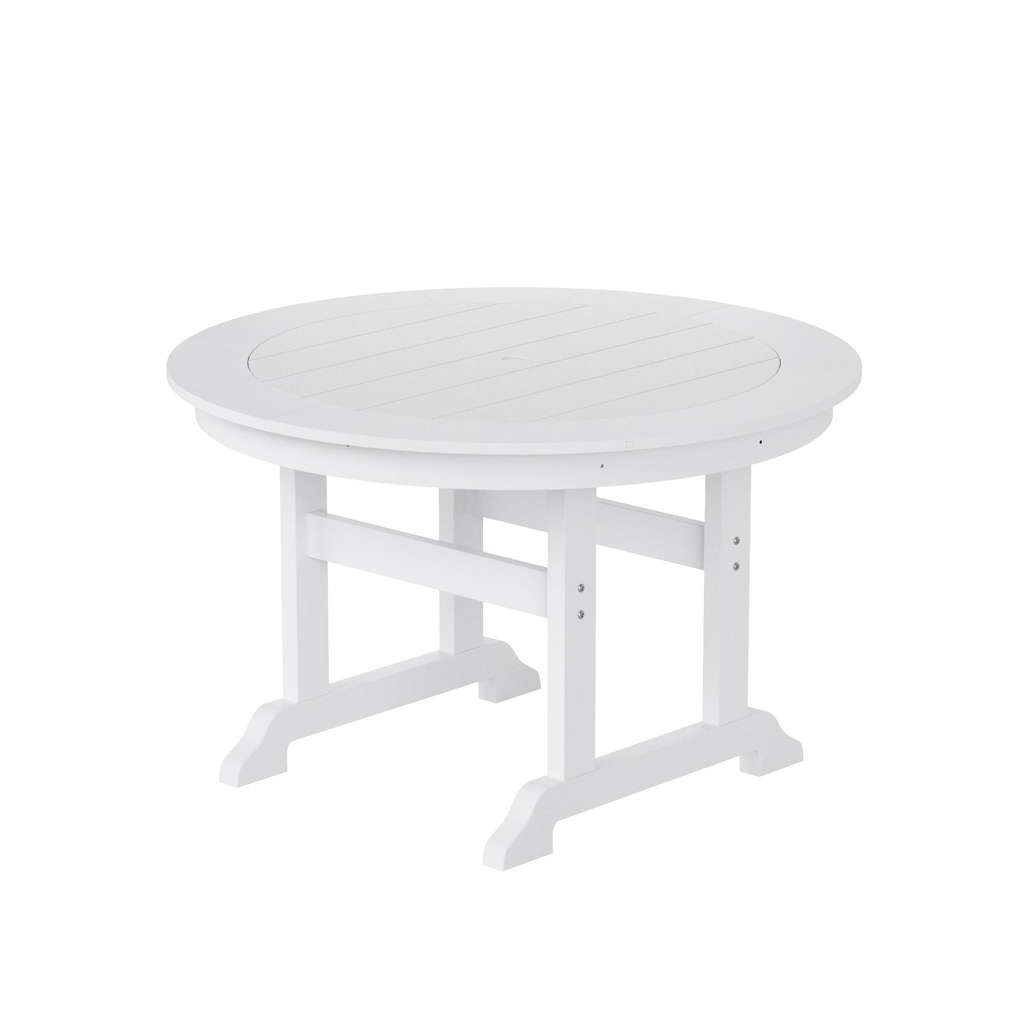 Ensemble de salle à manger d'extérieur Polytrends Laguna en PEHD, toutes saisons, avec table ronde et fauteuils (ensemble de 5 pièces)
