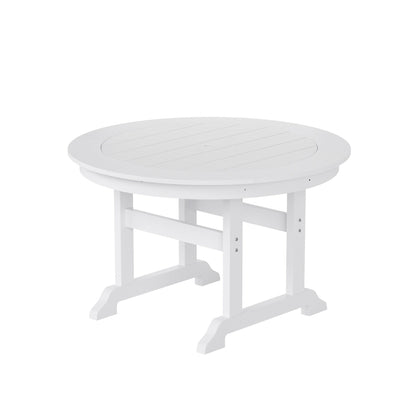 Ensemble de salle à manger d'extérieur Polytrends Laguna en PEHD, toutes saisons, avec table ronde et fauteuils (ensemble de 5 pièces)